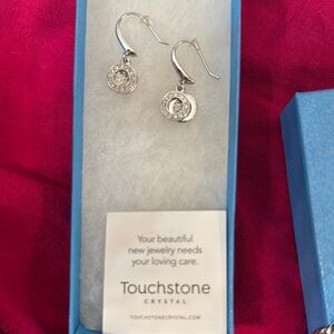 Touchstone Crystal Silver Crescent Dangle Earrings